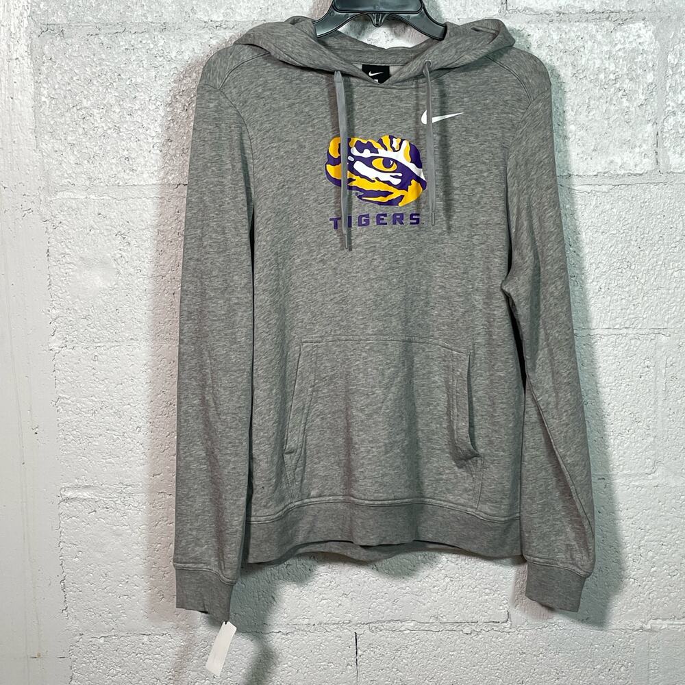 Nike Women's LSU Tigers Grey Club Fleece Pullover Hoodie,  large NWOT